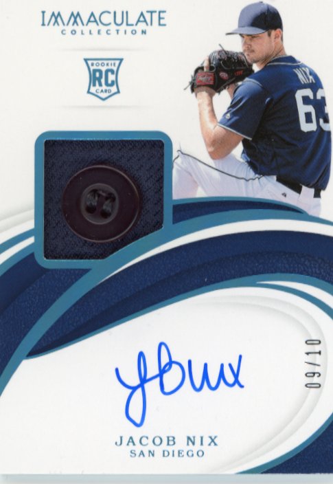 2019 Panini Immaculate Collection Jacob Nix RC #35 - #/10 Patch Autograph Blue Padres