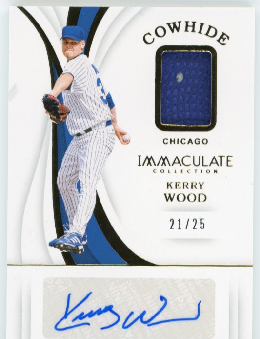 2019 Panini Immaculate Collection Kerry Wood Cowhide #C-KW - #/25 Patch Autograph Gold Cubs