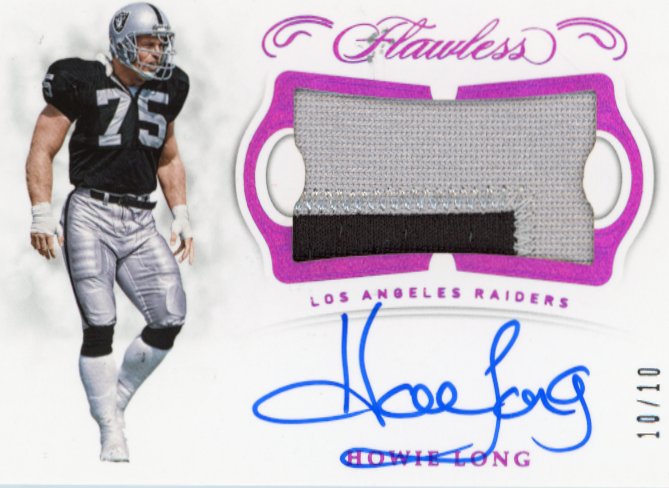 2018 Panini Flawless Howie Long #PA-HL - #/10 Patch Autograph Purple Raiders