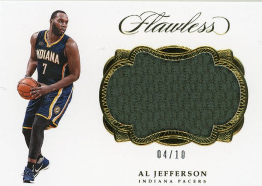 2016/17 Panini Flawless Al Jefferson #P-AJF - #/10 Patch Gold Pacers