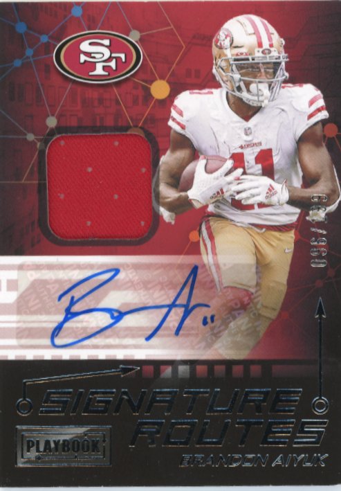 2021 Panini Playbook Brandon Aiyuk Signature Routes #SRO-BAI - #/199 Patch Autograph 49ers