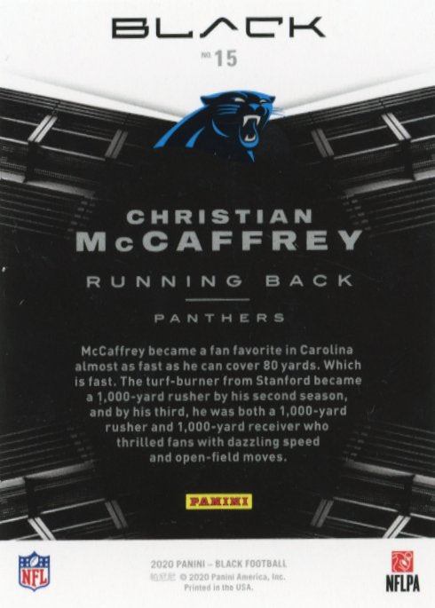 2020 Panini Black Christian McCaffrey #15 - #/7 Red 49ers