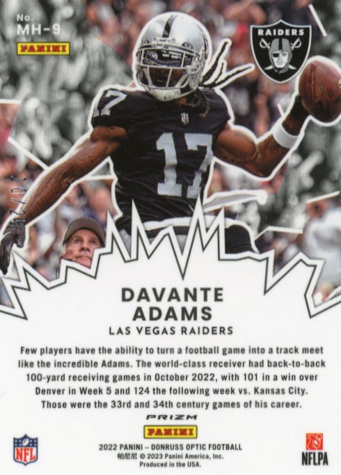 2022 Panini Donruss Optic Davante Adams #MH-9 -#/25 Purple Stars Raiders