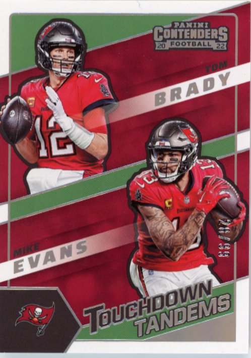 2022 Panini Contenders Tom Brady & Mike Evans Touchdown Tandems #TDT-TB - Green #/99 Buccaneers