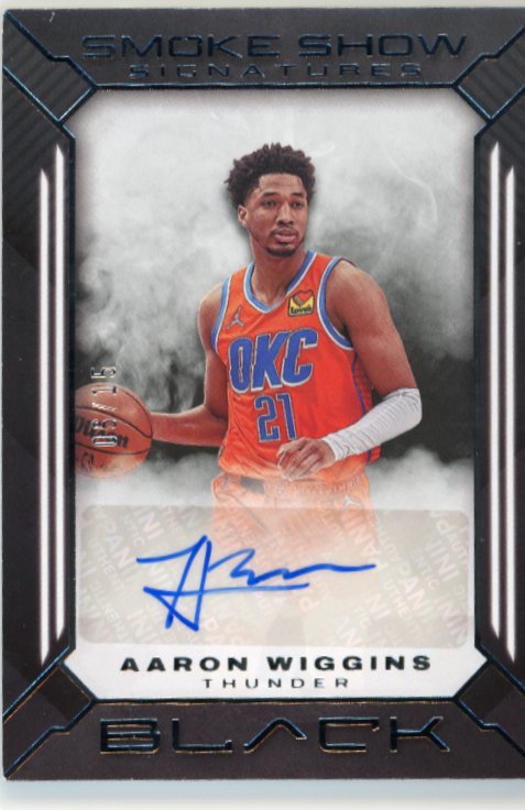 2021/22 Panini Black Aaron Wiggins Smoke Show Signatures #SS-AWI - Autograph #/15 Thunder