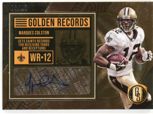 2022 Panini Gold Standard Marques Colston Golden Records #GRS-MCO - Autograph #/10 Saints