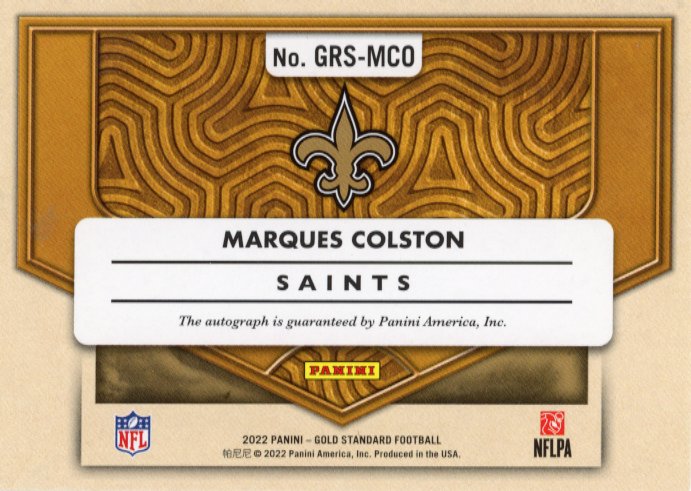 2022 Panini Gold Standard Marques Colston Golden Records #GRS-MCO - Autograph #/10 Saints