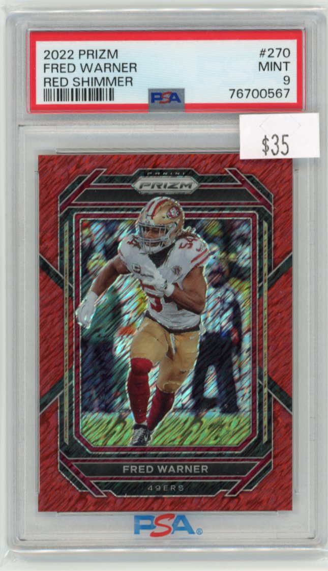 2022 Panini Prizm Fred Warner #270 - Red Shimmer #/35 PSA 9 49ers