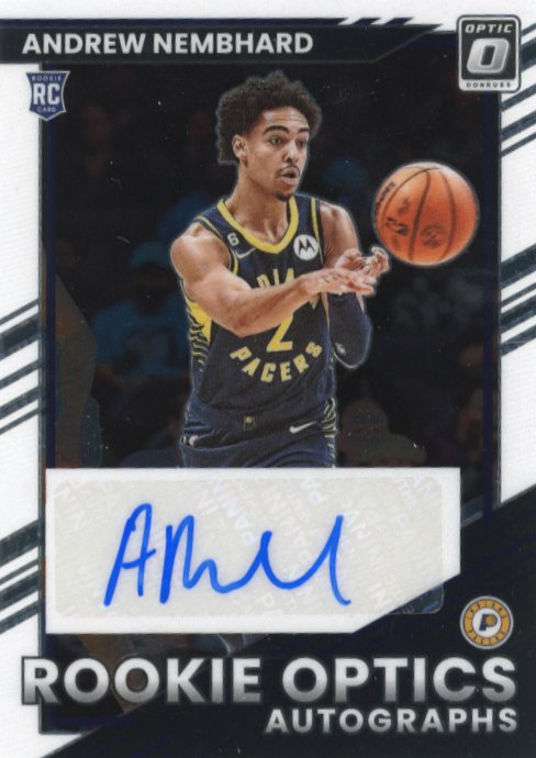 2022/23 Panini Donruss Optic Andrew Nembhard Rookie Optics Autographs RC #ROA-ANH - Autograph #/99 Pacers