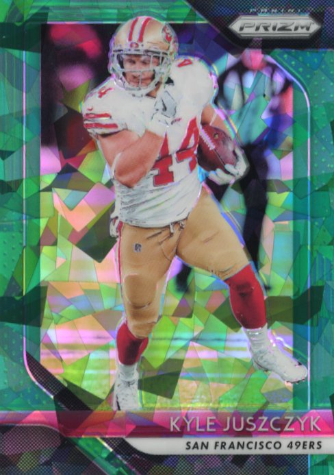 2018 Panini Prizm Kyle Juszczyk #30 - Green Cracked Ice #/75 49ers