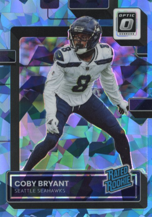 2022 Panini Donruss Optic Coby Bryant Rated Rookie #292 - Blue Cracked Ice #/15 Seahawks