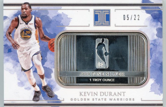 2018/19 Panini Impeccable Kevin Durant #84 - Fine Silver Bar #/22 Warriors