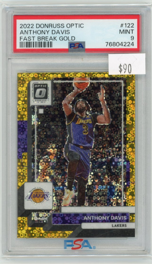 2022/23 Panini Donruss Optic Anthony Davis #122 - Gold Disco PSA 9 Lakers