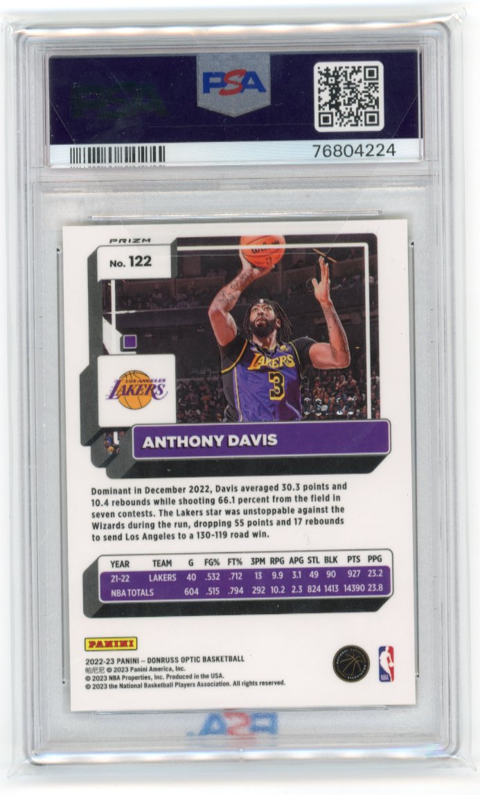 2022/23 Panini Donruss Optic Anthony Davis #122 - Gold Disco PSA 9 Lakers