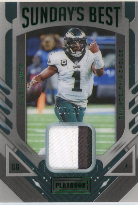 2022 Panini Playbook Jalen Hurts #SB-5 - #/25 Patch Eagles