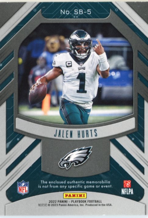 2022 Panini Playbook Jalen Hurts #SB-5 - #/25 Patch Eagles