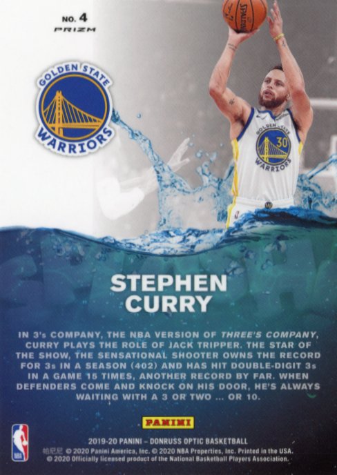 2019/20 Panini Donruss Optic Stephen Curry Splash #4 - Silver Warriors