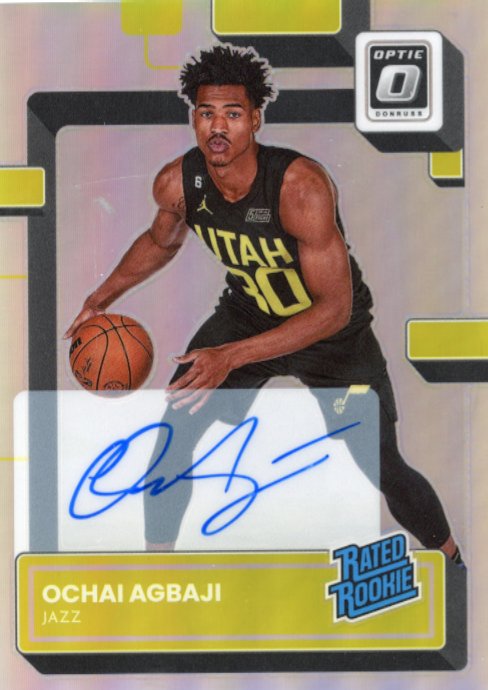 2022/23 Panini Donruss Optic Ochai Agbaji Rated Rookie #205 - Autograph Silver Jazz