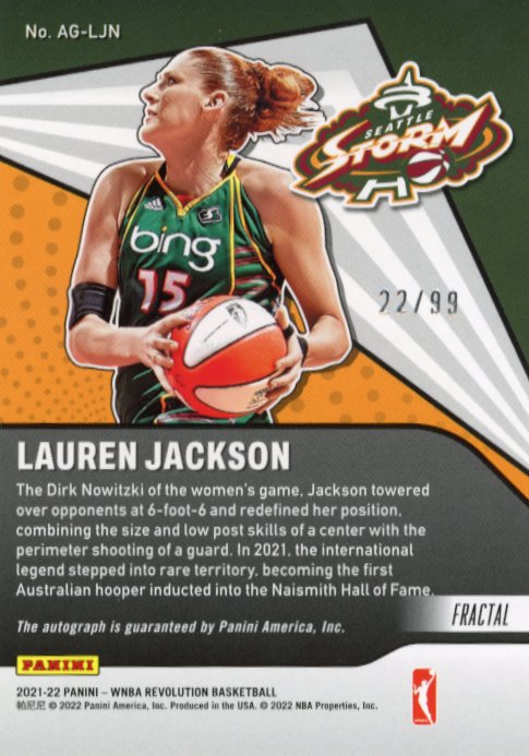 2021/22 Panini WNBA Revolution Lauren Jackson #AG-LJN -  Autograph #/99 Storm