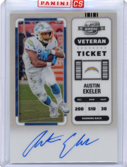 2022 Panini Contenders Optic Austin Ekeler Veteran Ticket #VTA-AE - Autograph Silver #/50 Chargers