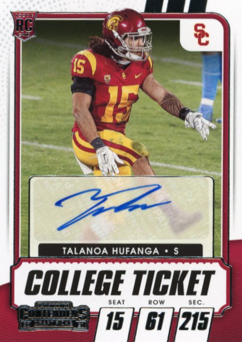 2021 Panini Contenders Draft Picks Talanoa Hufanga College Ticket RC #242 - Autograph USC