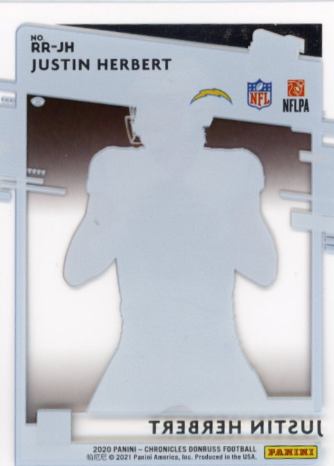 2020 Panini Chronicles Donruss Justin Herbert Rated Rookie #RR-JH - Chargers