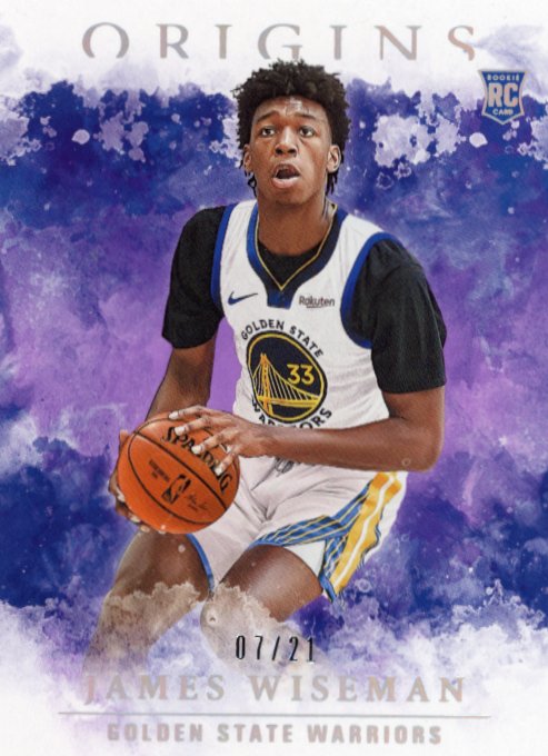 2020/21 Panini Origins James Wiseman RC #72 - #/21 Purple Warriors