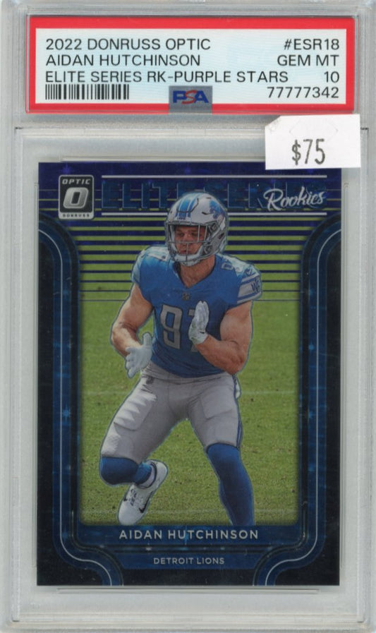 2022 Panini Donruss Optic Aidan Hutchinson Elite Series RC #ESR-18 - Purple #/25 PSA 10 Lions