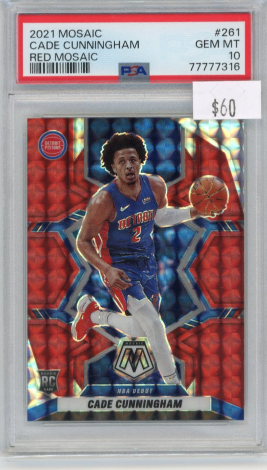 2021/22 Panini Mosaic Cade Cunningham RC #261 - Red Mosaic PSA 10 Pistons