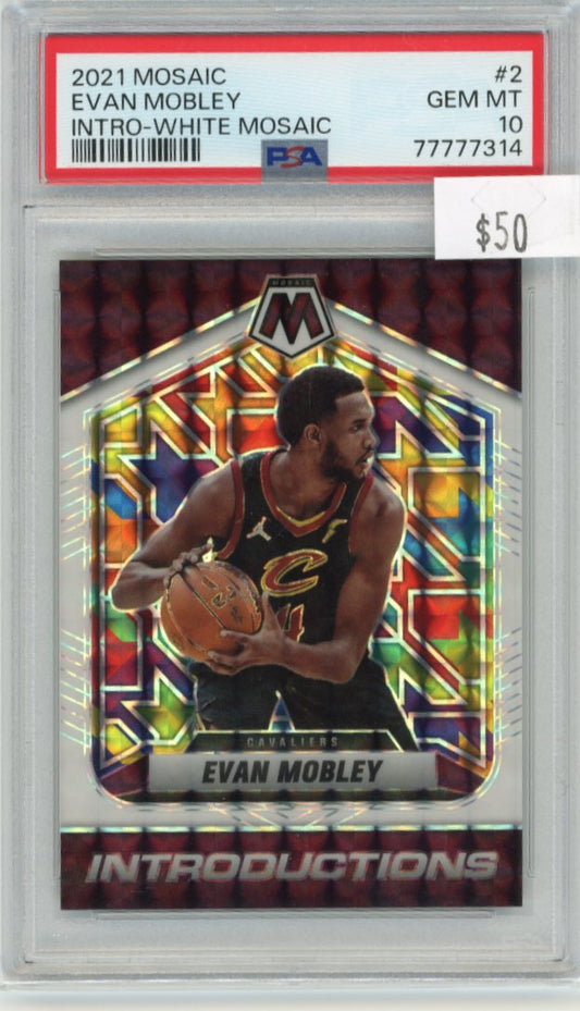 2021/22 Panini Mosaic Evan Mobley Introductions #2 - White Mosaic PSA 10 Cavaliers