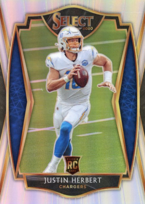 2020 Panini Select Justin Herbert RC #144 - Premier Level Silver Chargers