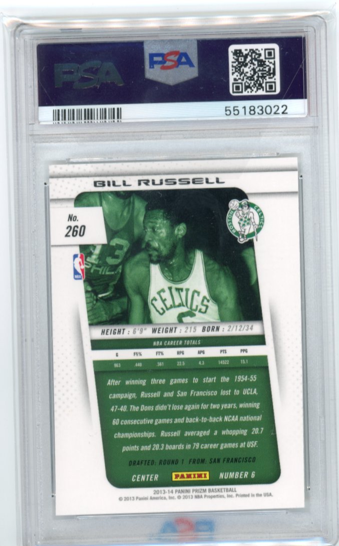 2013 Panini Prizm Bill Russell #260 - PSA 10 Celtics