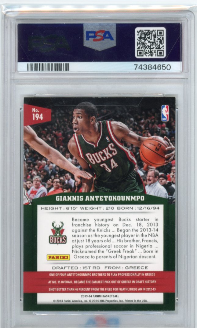 2013/14 Panini Giannis Antetokounmpo RC #194 - PSA 8 Bucks