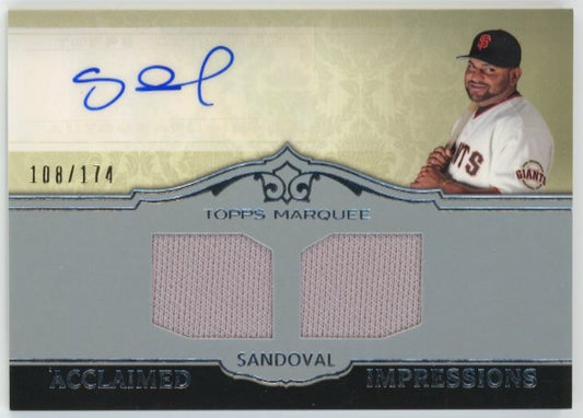 2011 Topps Marquee Pablo Sandoval Acclaimed Impressions #AID-38 - Dual Relic Autograph #/174 Giants