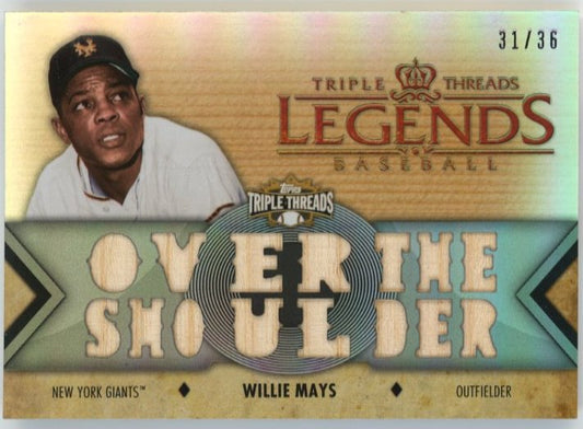 2012 Topps Triple Threads Willie Mays Legends #TTRL-10 - "Over the Shoulder" Relic #/36 Giants