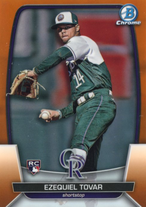 2023 Topps Bowman Chrome Ezequiel Tovar RC #23 - Orange #/25 Rockies