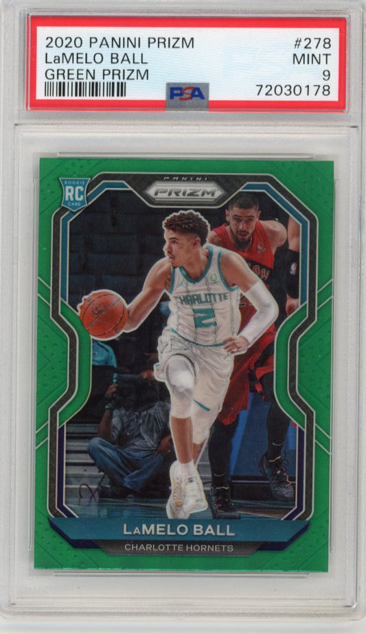 2020 Panini Prizm Lamelo Ball RC #278 - Green PSA 9 Hornets