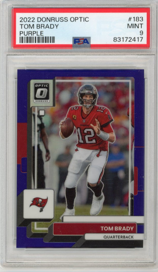 2022 Panini Donruss Optic Tom Brady #183 - Purple #/50 PSA 9 Buccaneers