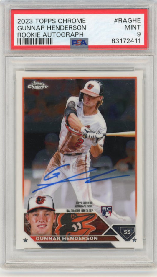 2023 Topps Chrome Gunnar Henderson RC #RA-GHE - Autograph PSA 9 Orioles