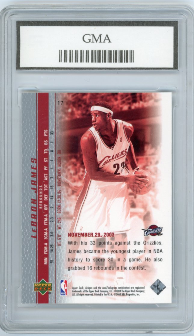 2003 Upper Deck Lebron James Phenomenal Beginning #17 - GMA 10 Cavaliers