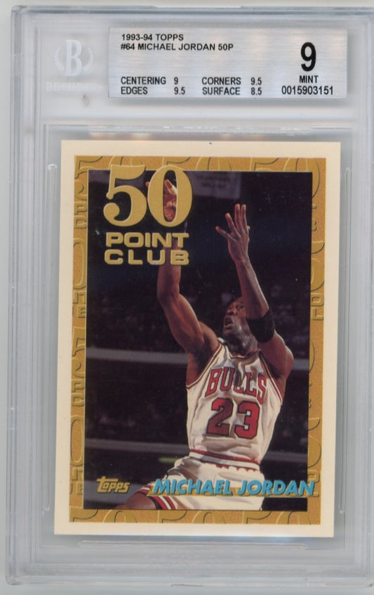 1993/94 Topps Michael Jordan 50 Point Club #64 - Beckett 9 Bulls