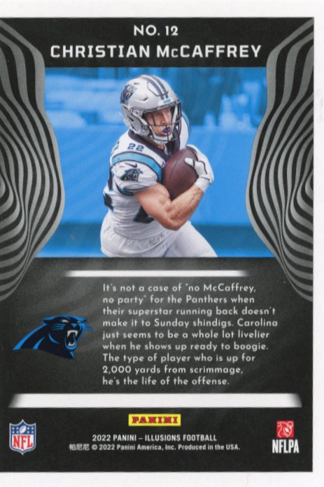 2022 Panini Illusions Christian McCaffrey #12 - #/175 Teal Panthers 49ers