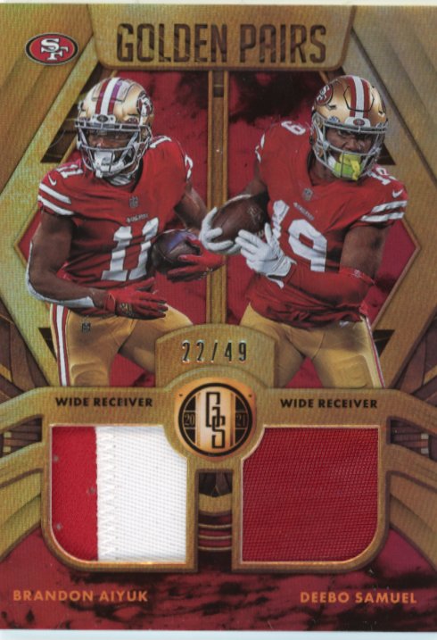 2021 Panini Gold Standard Brandon Aiyuk Deebo Samuel #GP-SF - #/49 Dual Patch 49ers