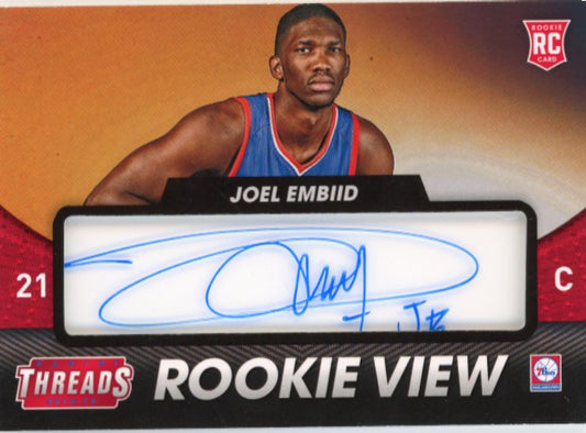 2014/15 Panini Threads Joel Embiid RC #21 - Autograph 76ers