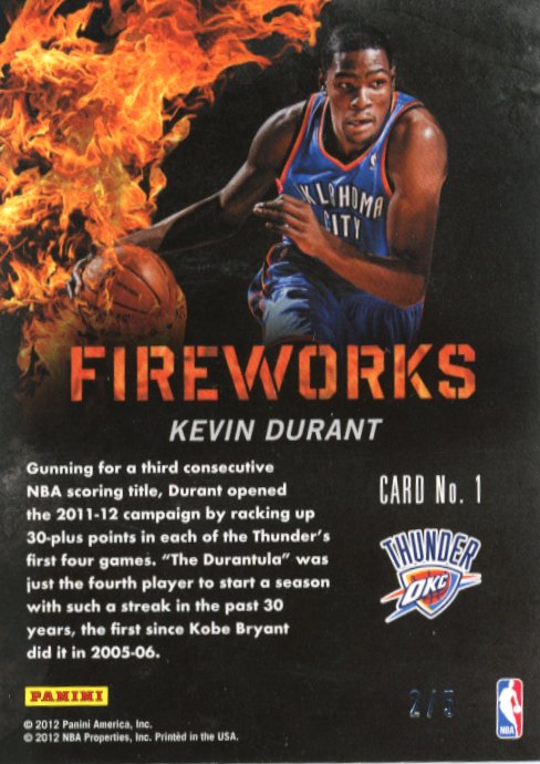 2012 Panini Past & Present Father's Day Kevin Durant #1 - #/5 Nets