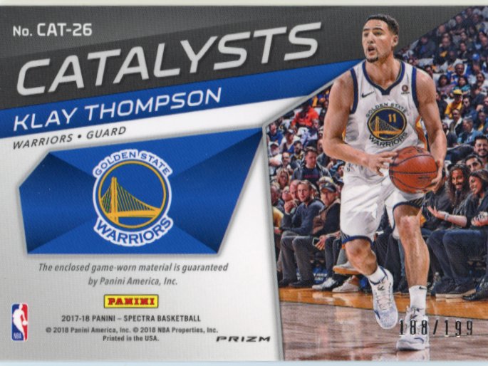 2017/18 Panini Spectra Klay Thompson #CAT-26 - #/199 Patch Warriors