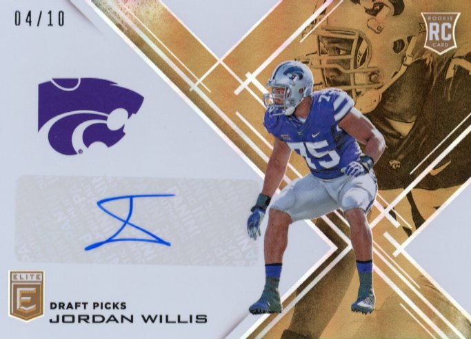 2017 Panini Donruss Elite Collegiate Jordan Willis #267 - #/10 Gold Autograph