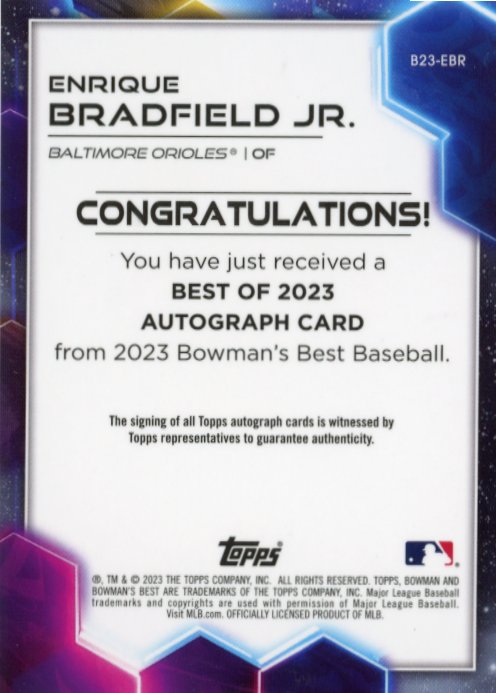 2023 Bowman's Best Enrique Bradfield Jr. #B23-EBR - Autograph Orioles