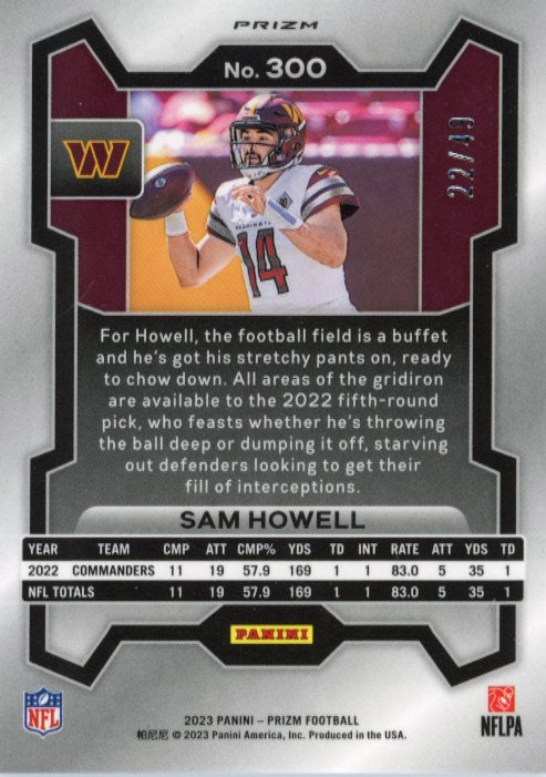 2023 Panini Prizm Sam Howell #300 - #/49 Purple Power Commanders