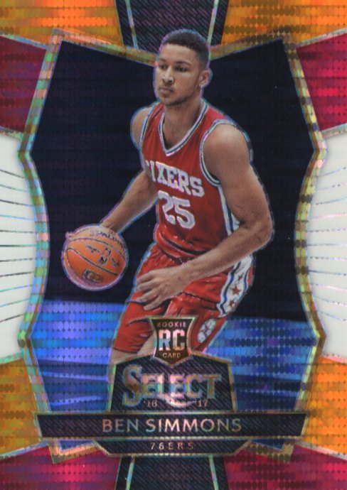 2016/17 Panini Select Ben Simmons #141 - Red Orange White Pulsar 76ers